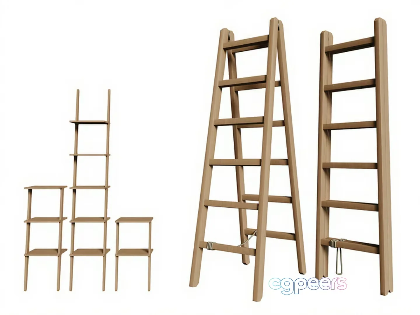 Wooden Ladder Set 3D Model – 14821 – CORONA Render