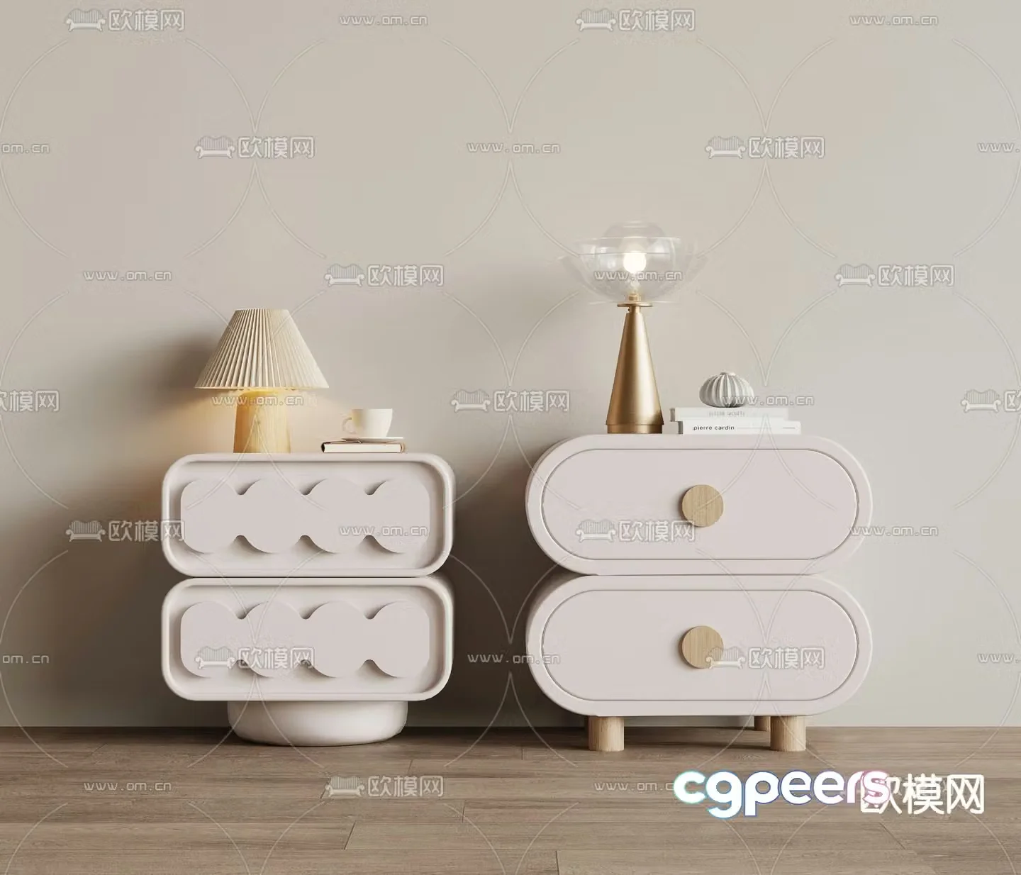 Cream style bedside table 3d model