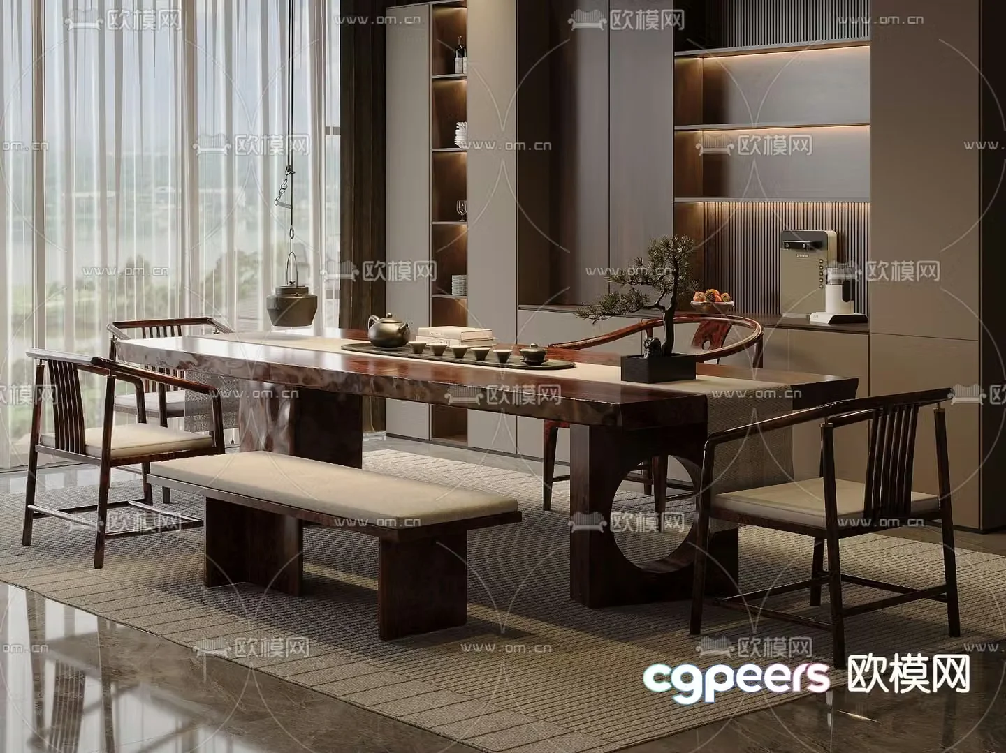 New Chinese style tea table tea table 3d model