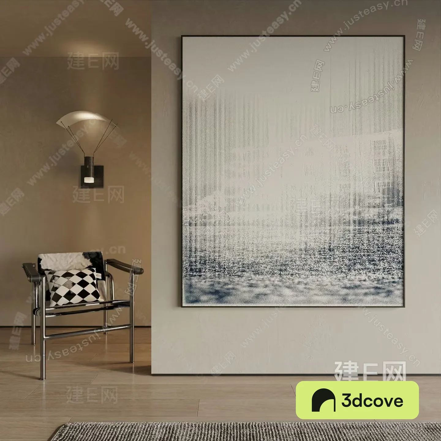 A Large Framed Abstract Painting