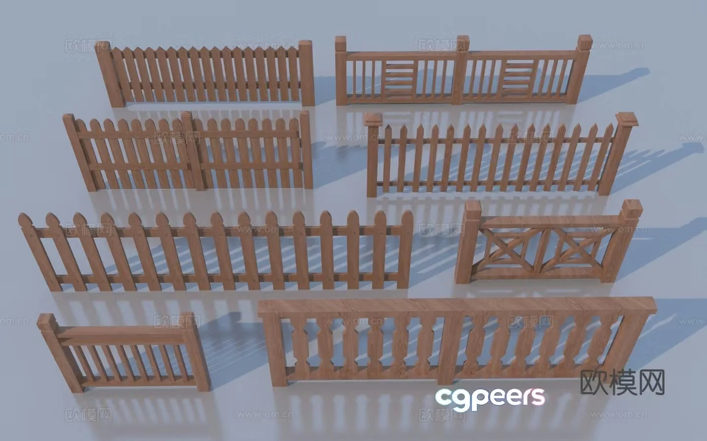 Chinese wooden railing 3d model