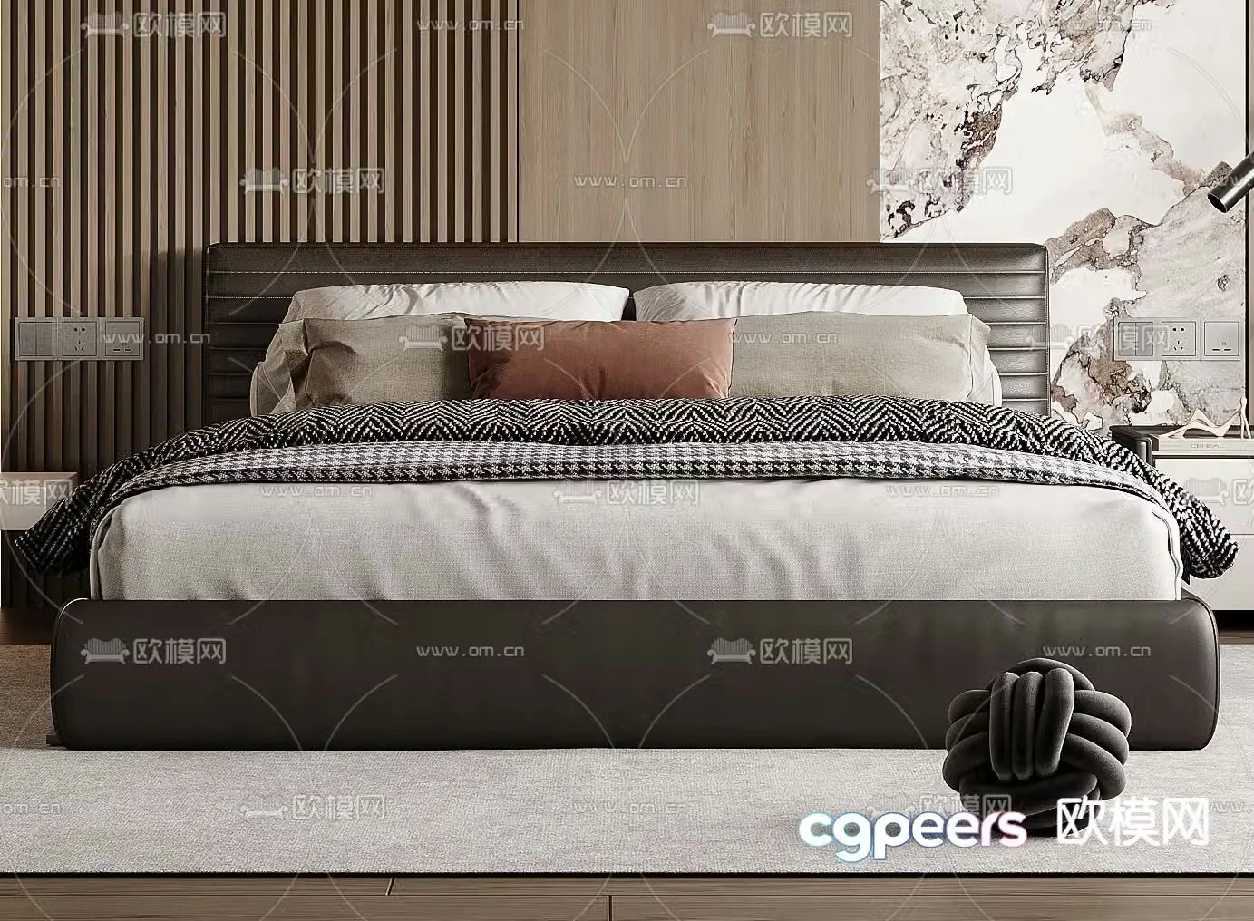 Italian double bed 3d model