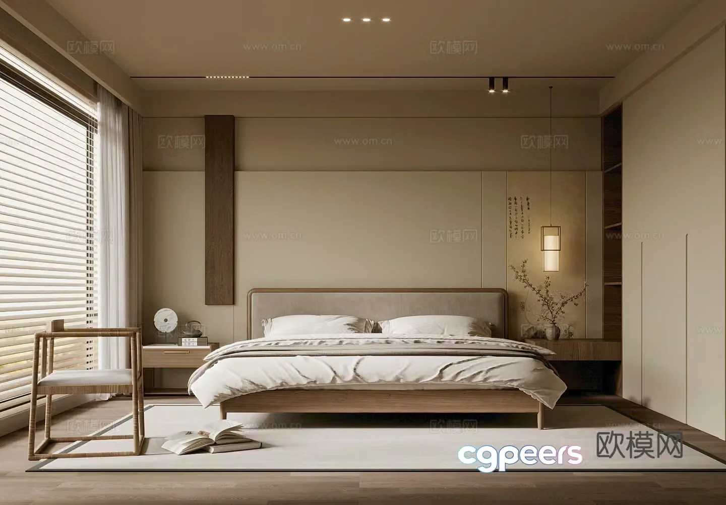 Jijifeng bedroom double bed 3d model