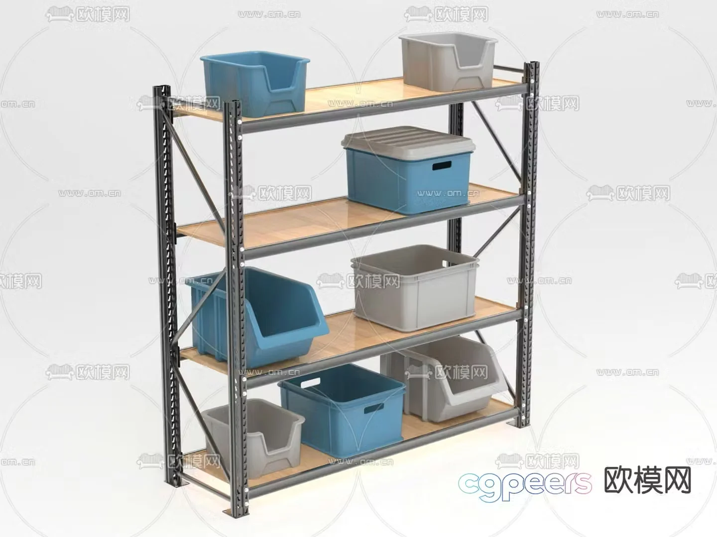 Metal shelves supermarket shelves warehouse shelves 3d model