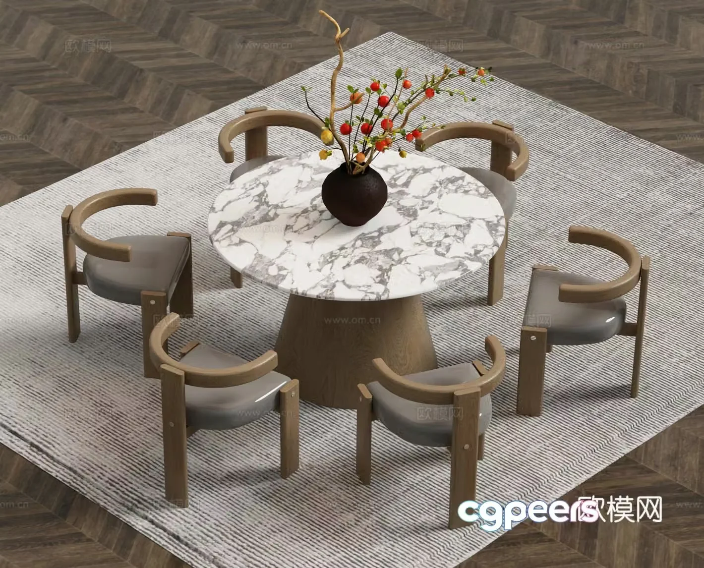 Wasabi medieval round dining table and chair 3D model