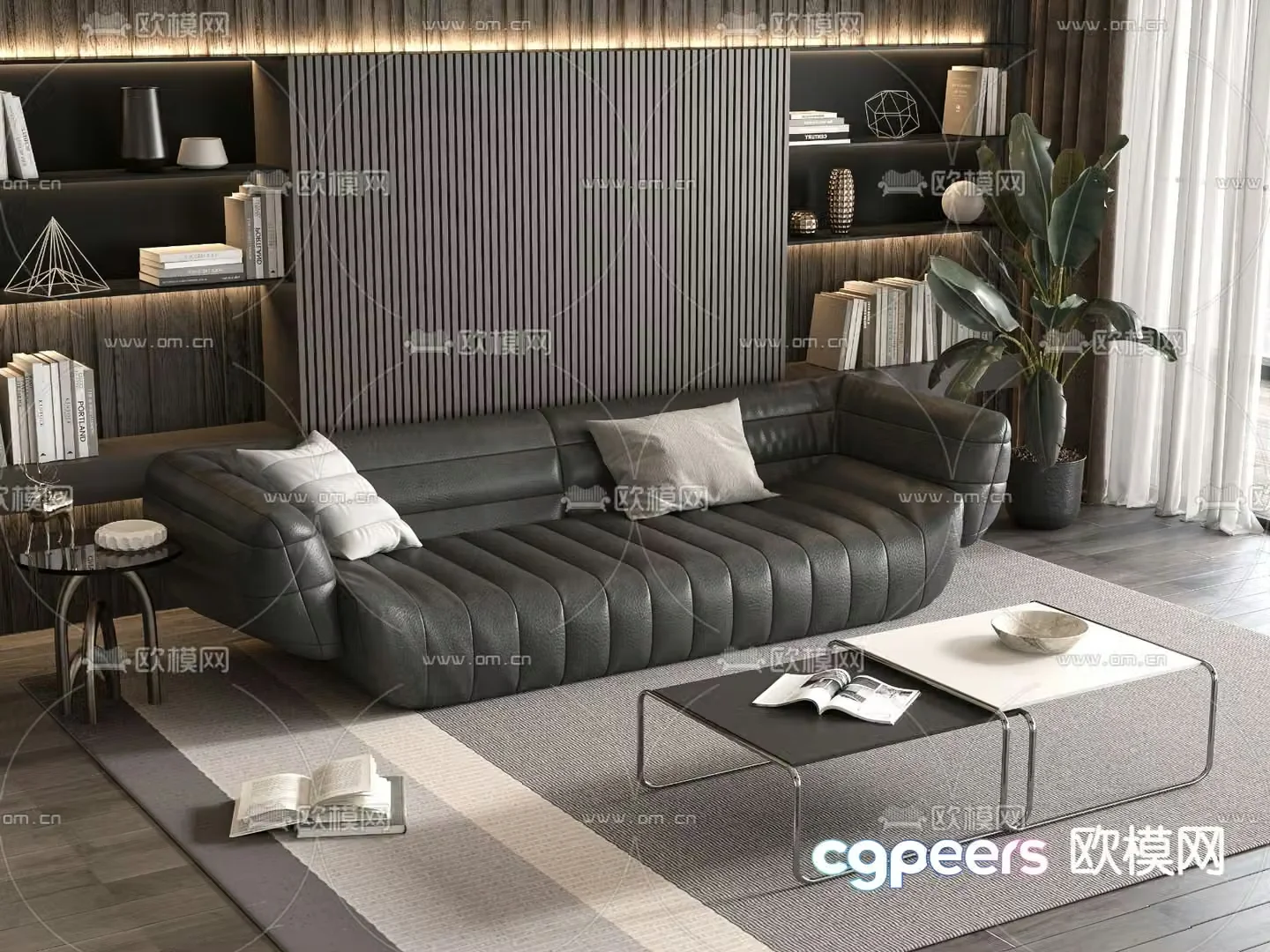 leather sofa loveseat 3d model