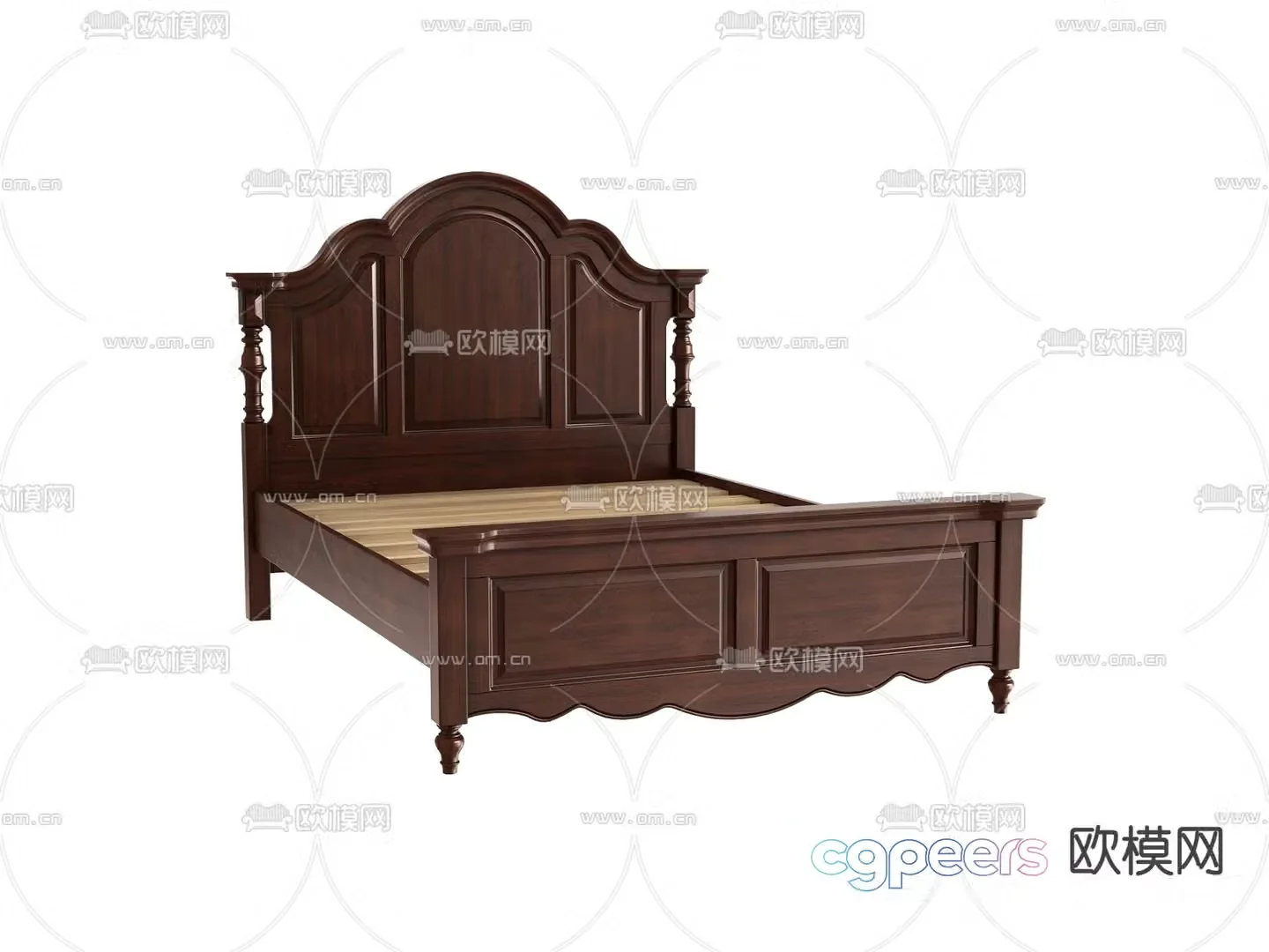 American double bed 3d model