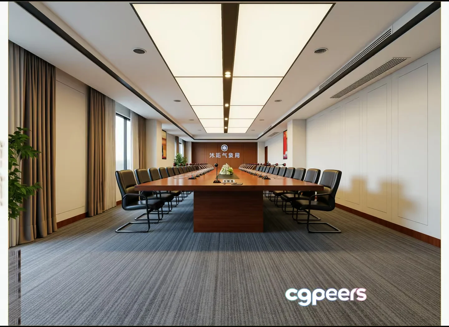 Long Conference Table 3D Model – 12568 – VRAY Render