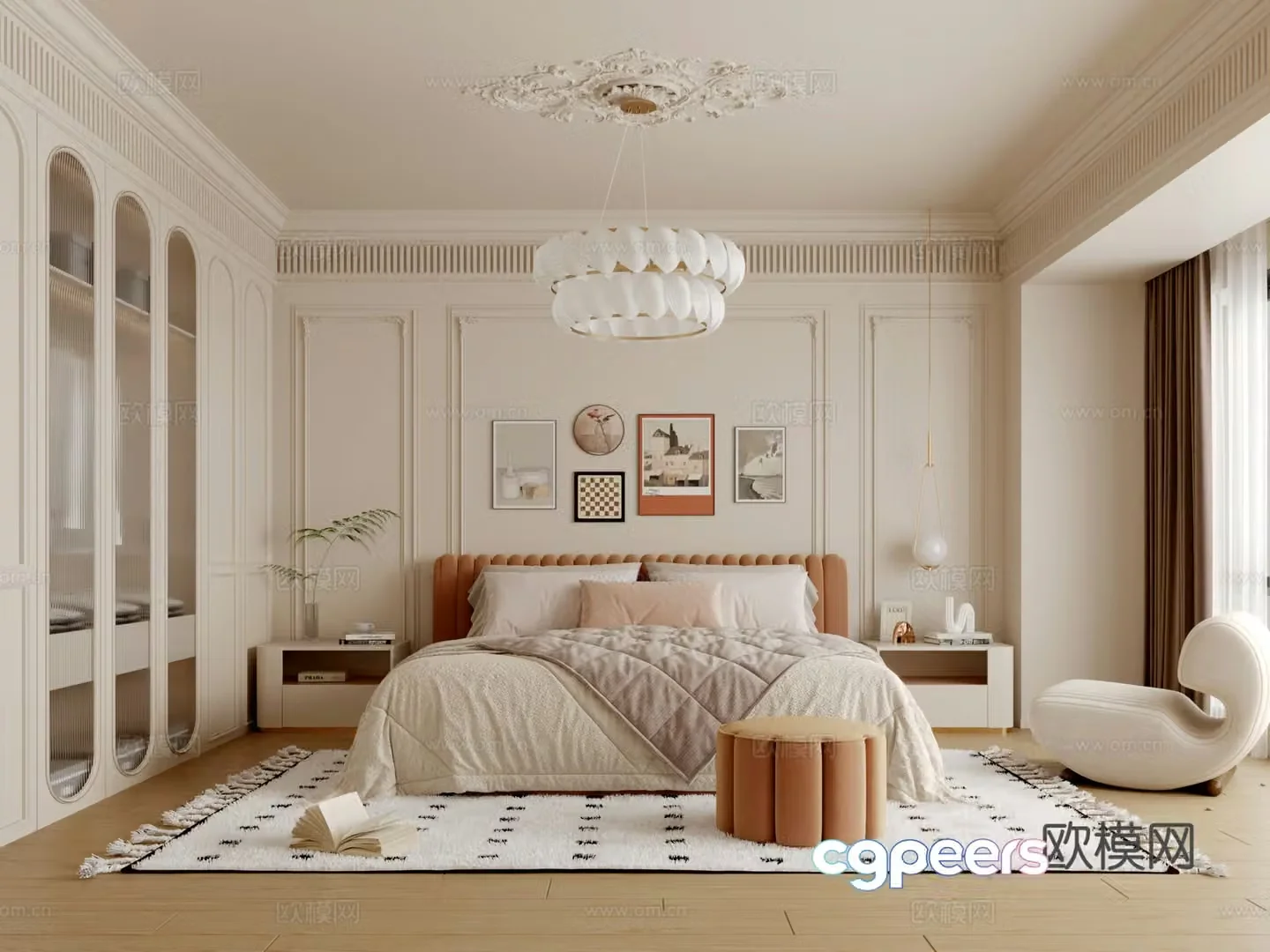 Simple European bedroom 3d model