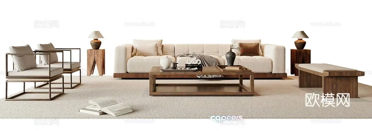 New Chinese style combination sofa 3D model
