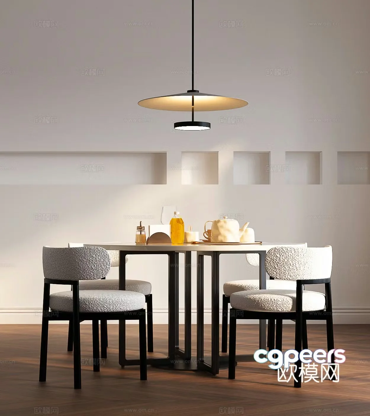 Modern dining table and chair combination Italian dining table and chair combination Modern Italian dining table and chair combination 3D model