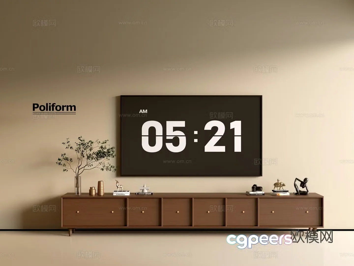 Modern wood grain TV cabinet simple side cabinet chest of drawers low cabinet whole cabinet side cabinet balcony 3D model
