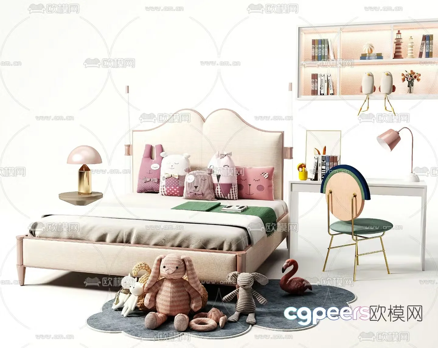 Modern girl bed children’s bed 3d model