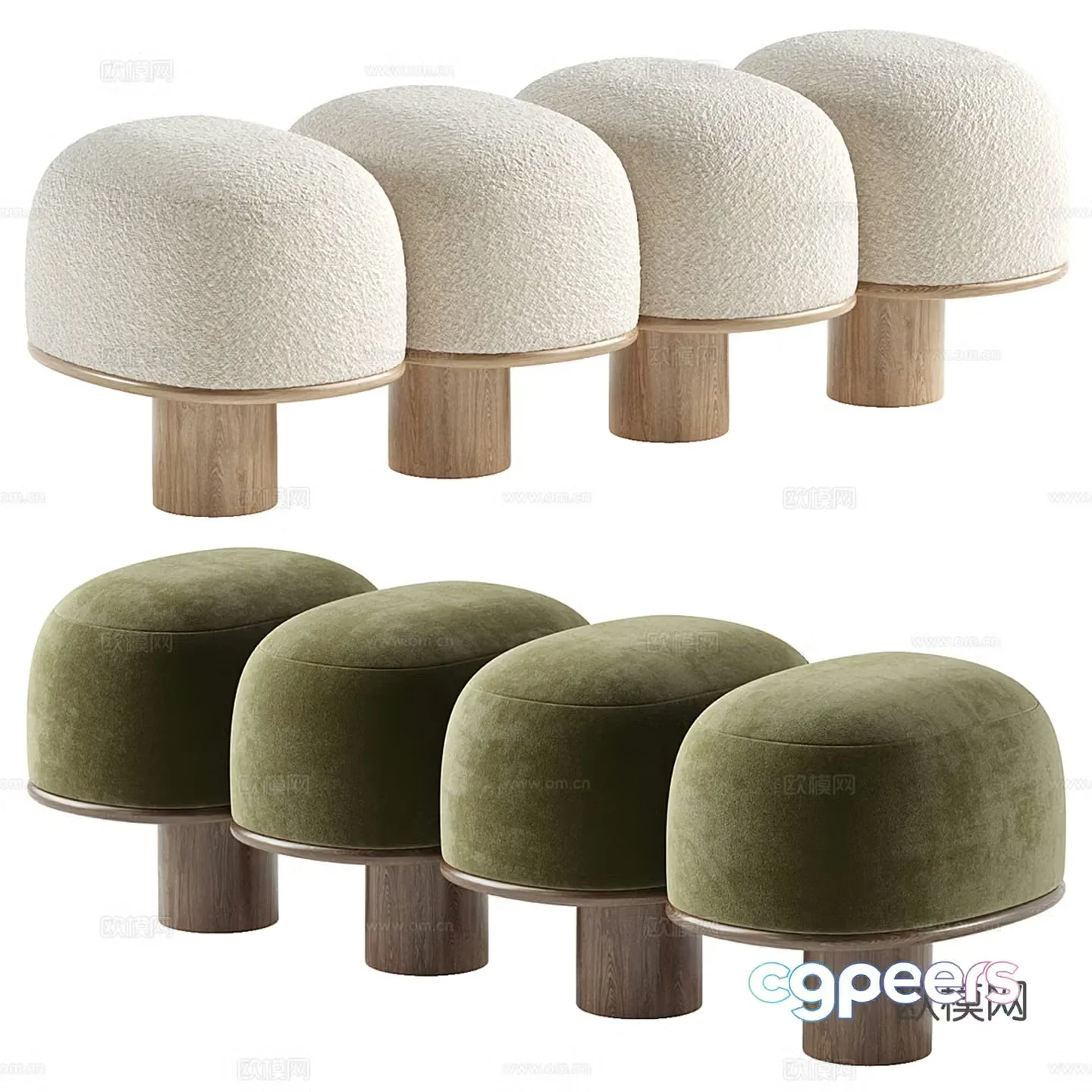 Middle -aged wind sofa bench bench short stool 3D model
