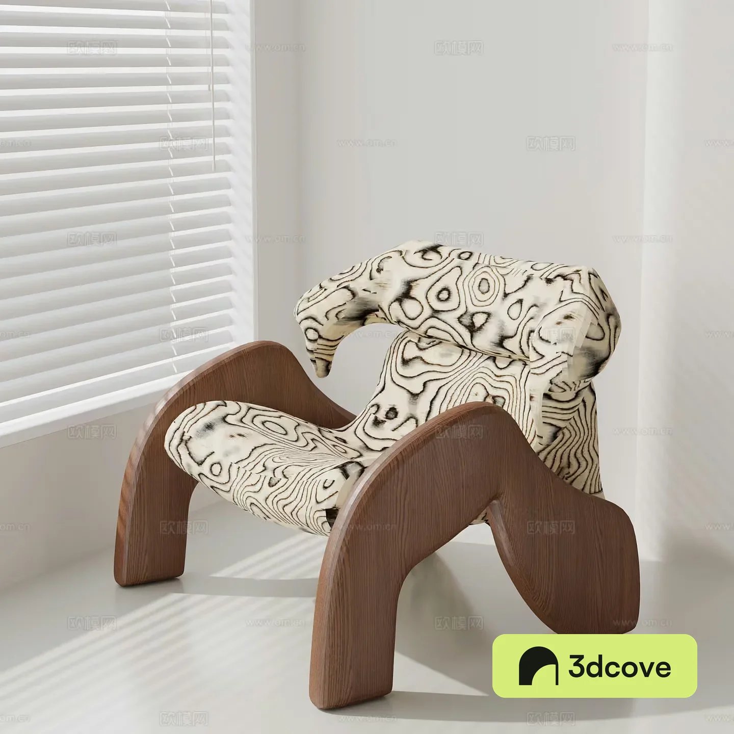 Wooden Chair With Abstract Design