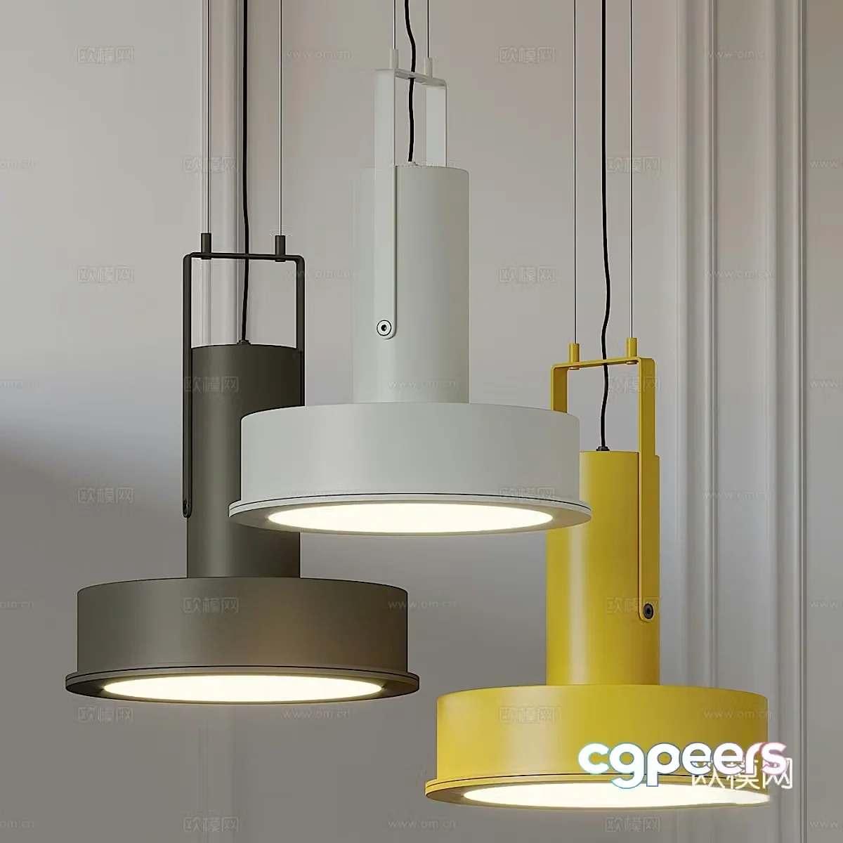 Modern cream style LED chandelier 3d model