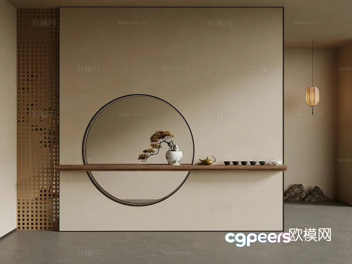 09 New Chinese style entrance partition Song family entrance 3D model