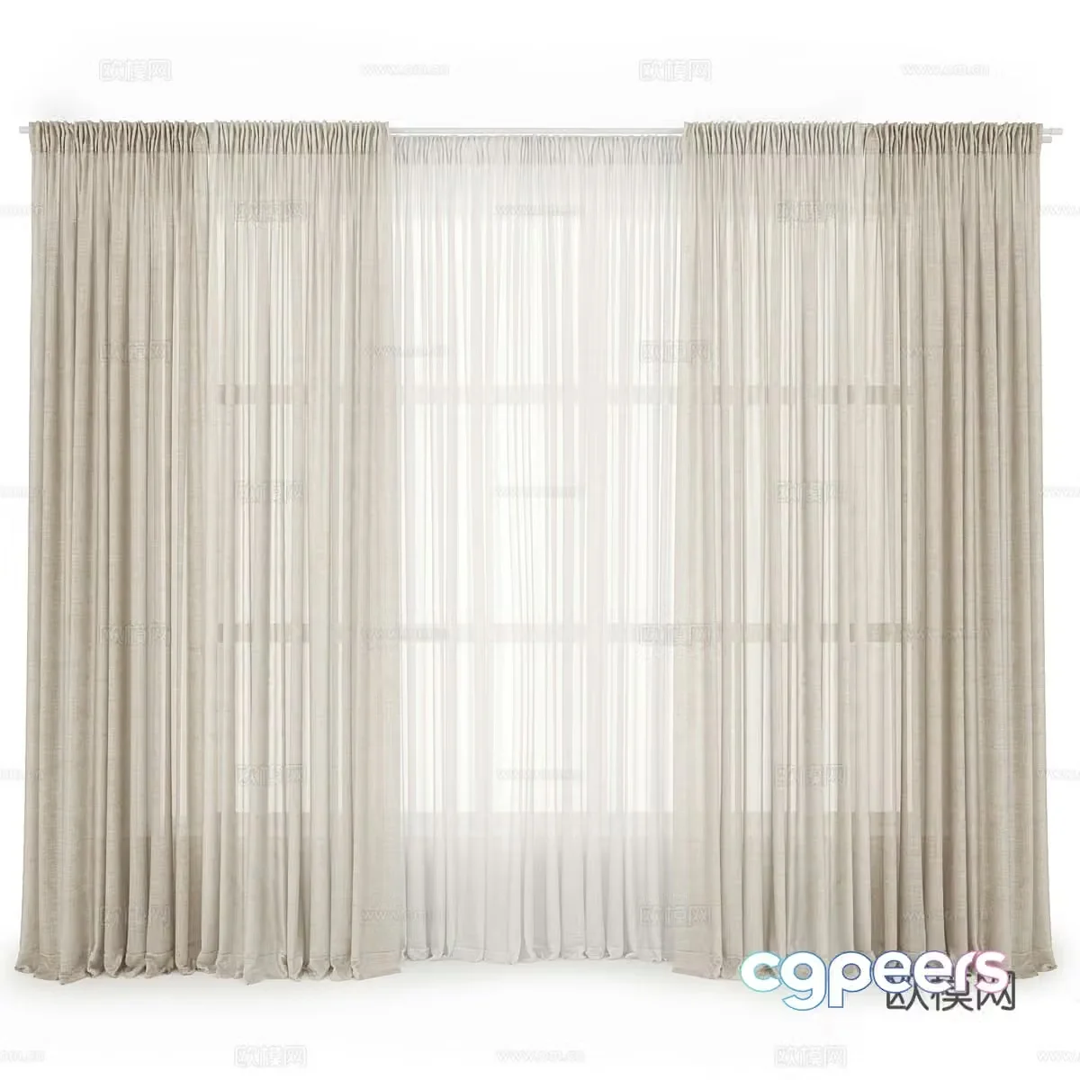 Modern curtains translucent curtains semi-transparent curtains gauze curtains 3D model