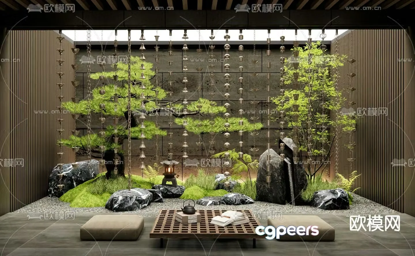Courtyard landscape patio garden 3d model