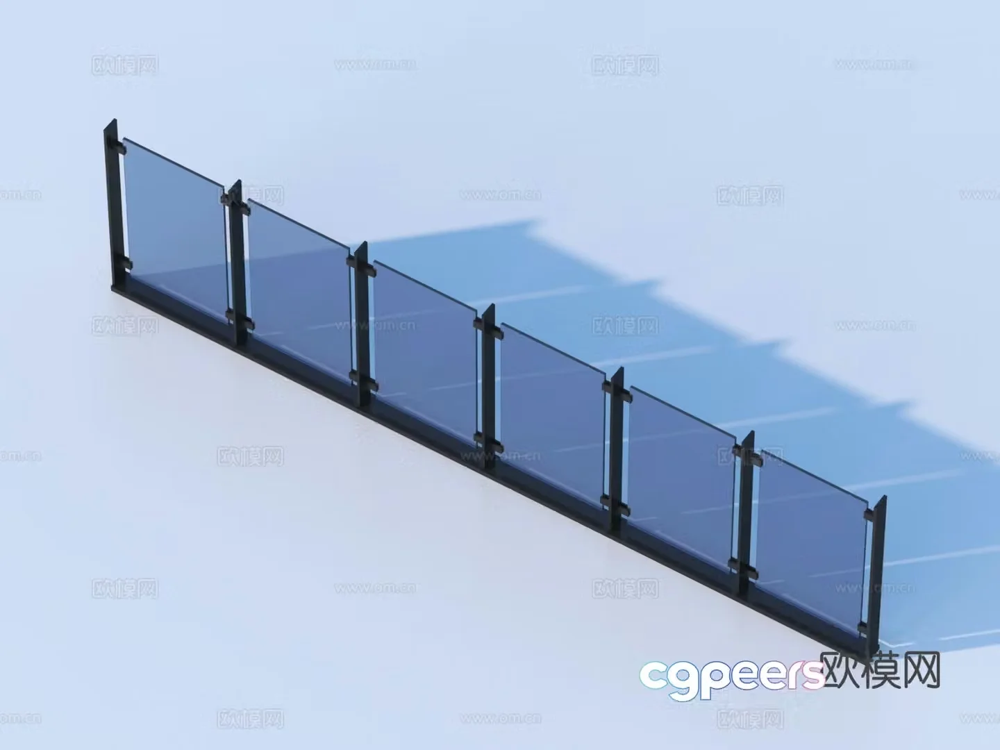 Glass Rail Handrail Fence Guardrail Railing 3d Model