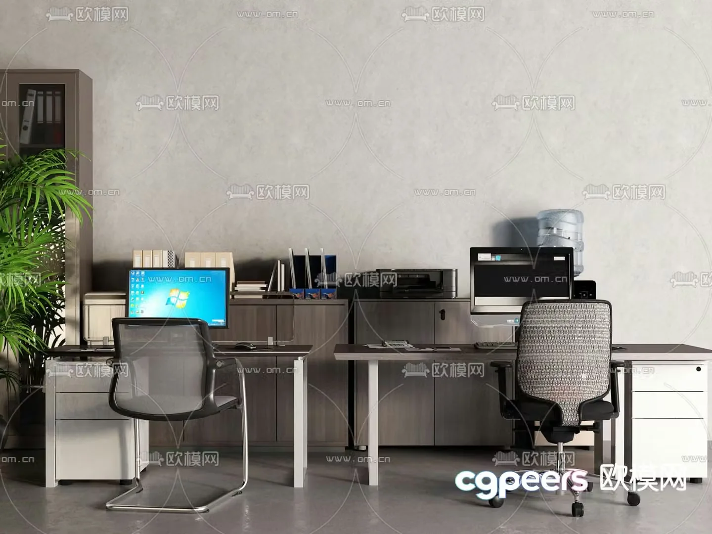 Modern office desk 3d model