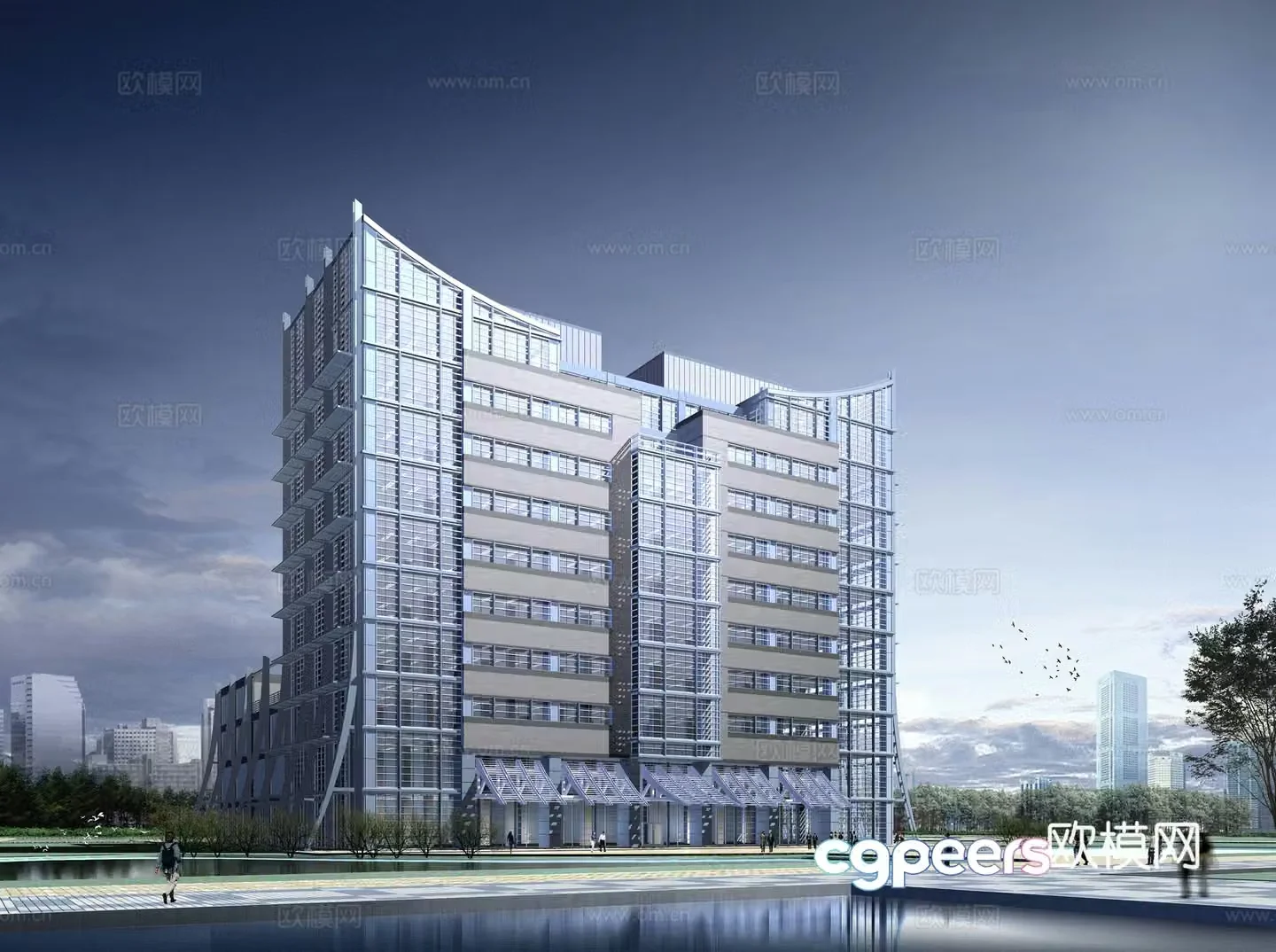 Multi -layer public building office building 3D model