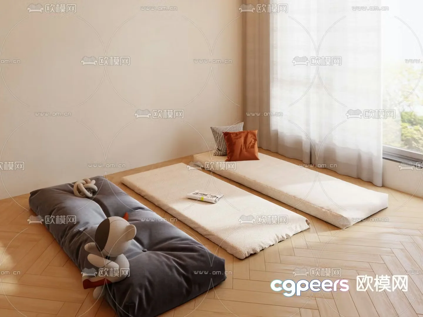 Cushion bay window cushion 3d model