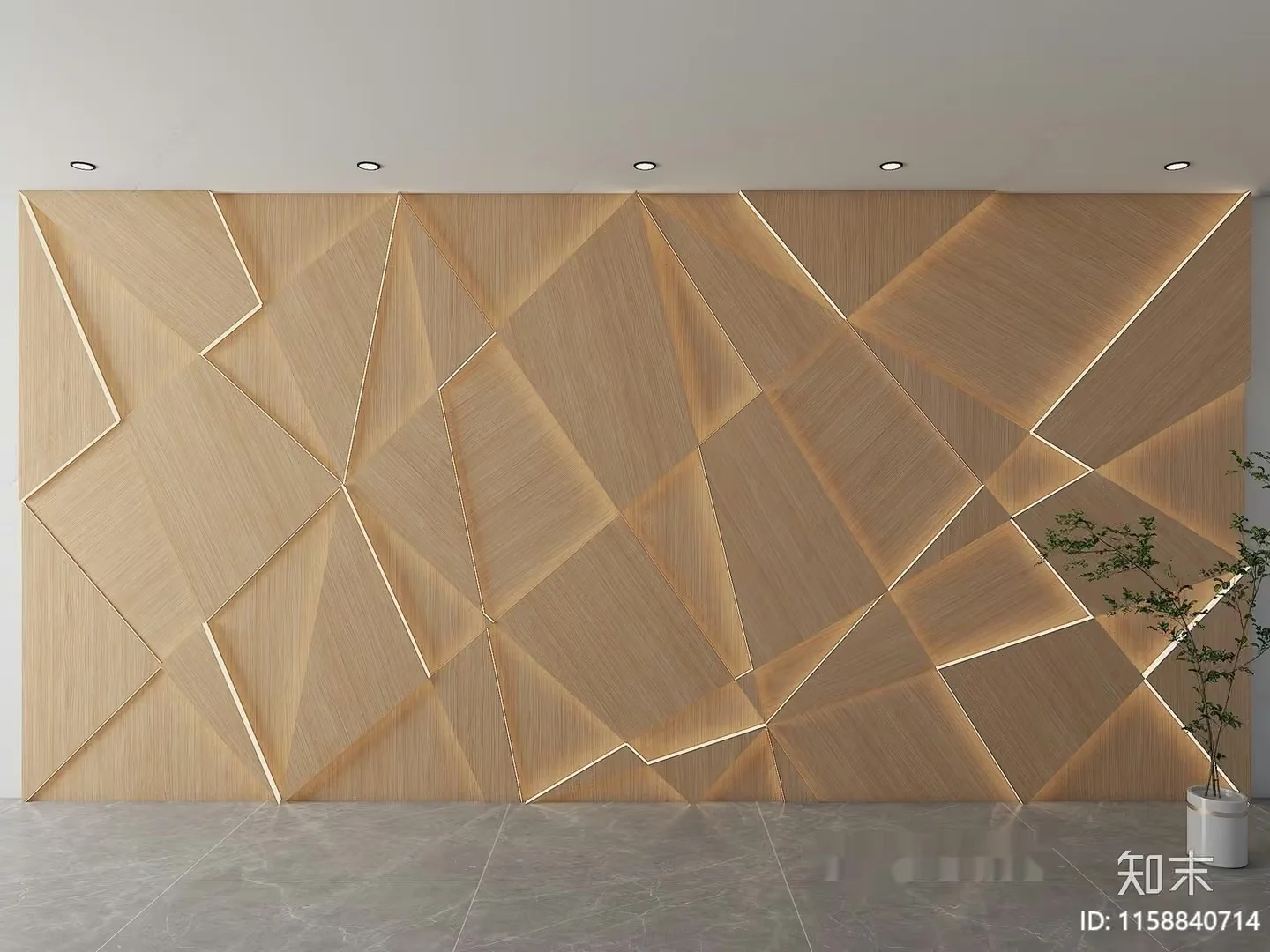 A Wooden Wall With A Geometric Pattern 3D Model – 11864 – VRAY Render