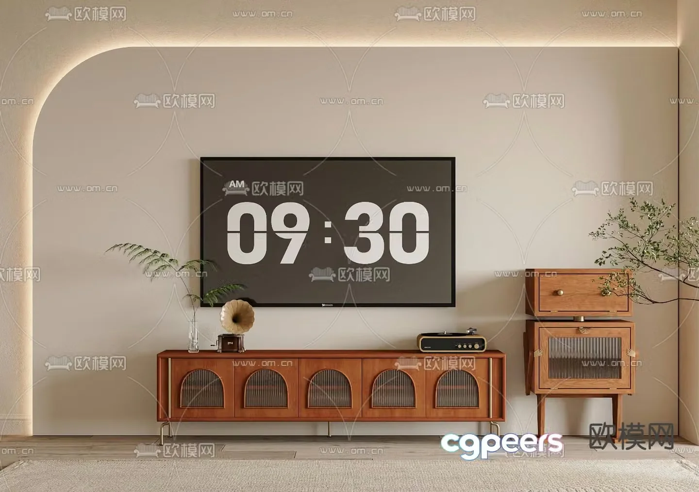 Middle-aged TV cabinet 3D model