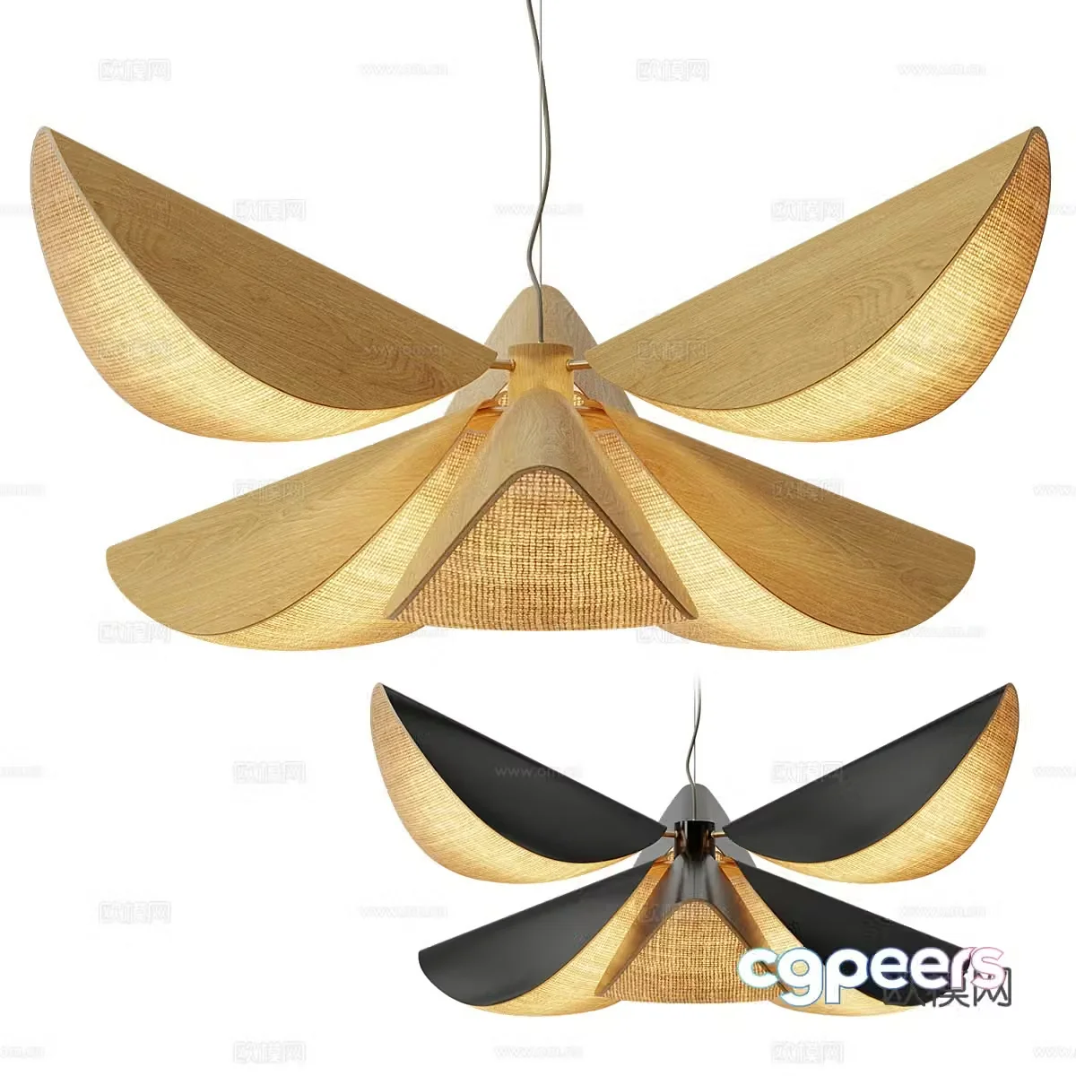 New Chinese style LYS (Forestier) rattan chandelier 3D model