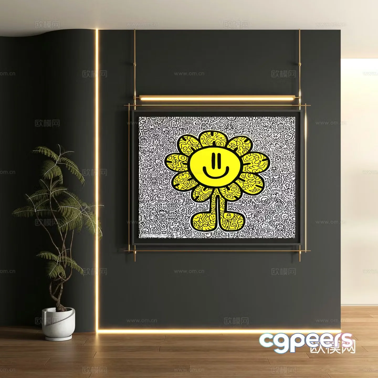 Modern graffiti decorative painting 3d model