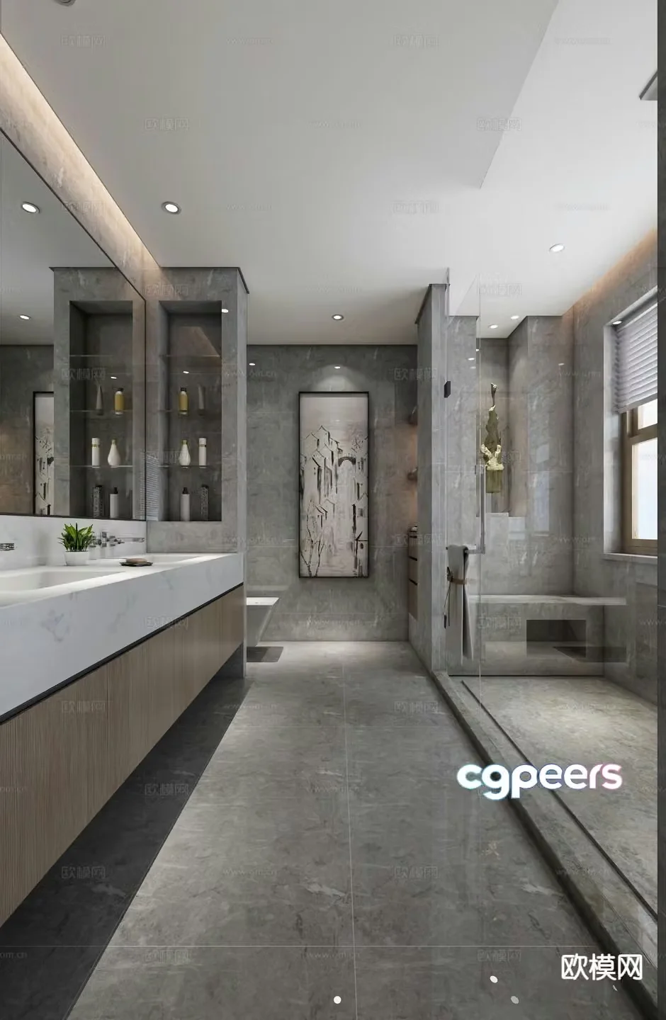 Modern villa master bathroom toilet bathroom 3d model