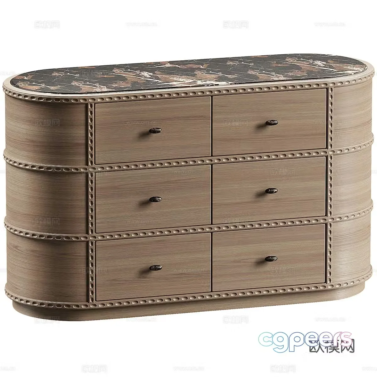 New Chinese style medieval style chest of drawers side cabinets low cabinet drawers 3D model