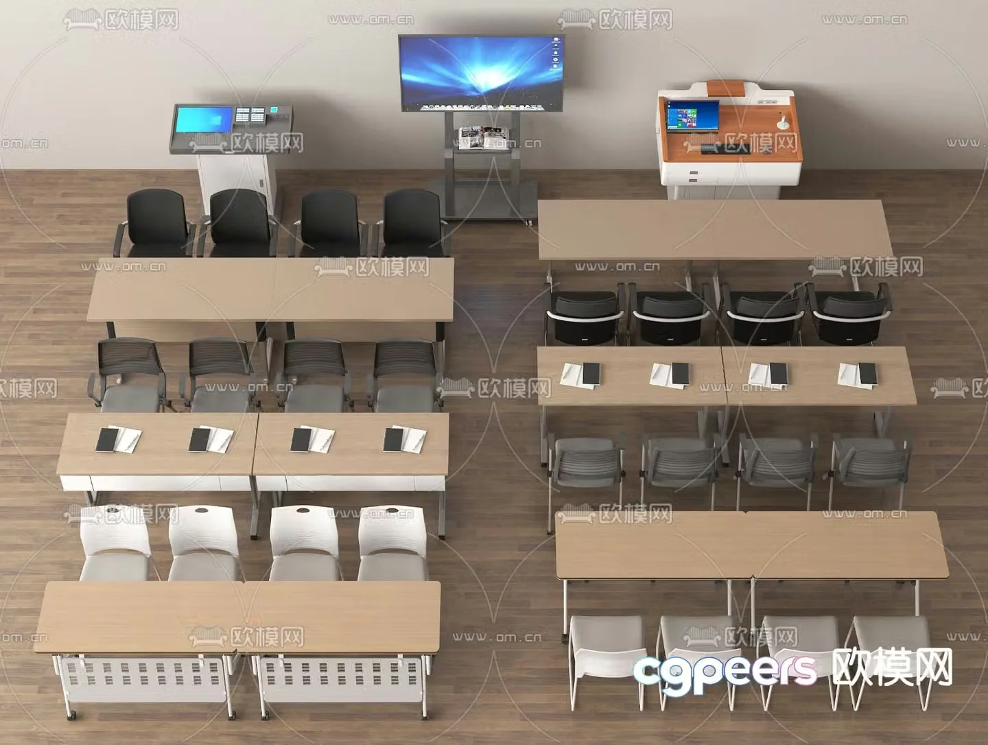 Modern conference table and chair office desk and chair 3d model