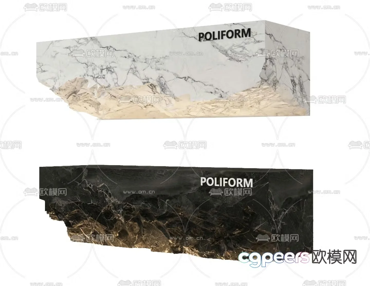 rock countertop service desk reception desk front desk 3d model