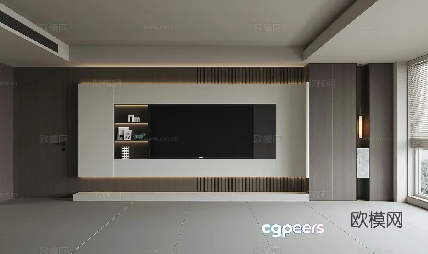 Modern TV background wall 3d model