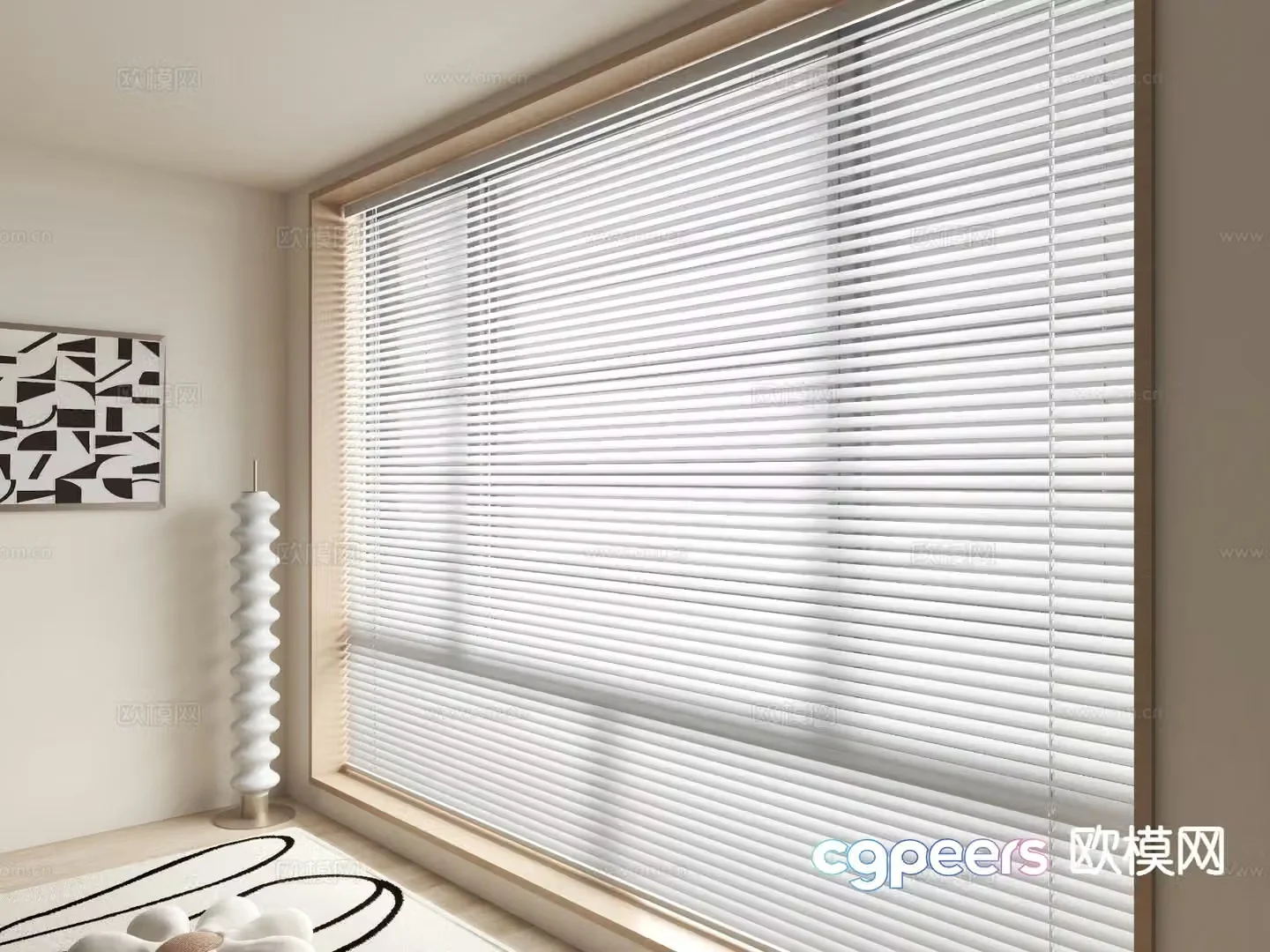 Cream wind curtains blinds 3d model