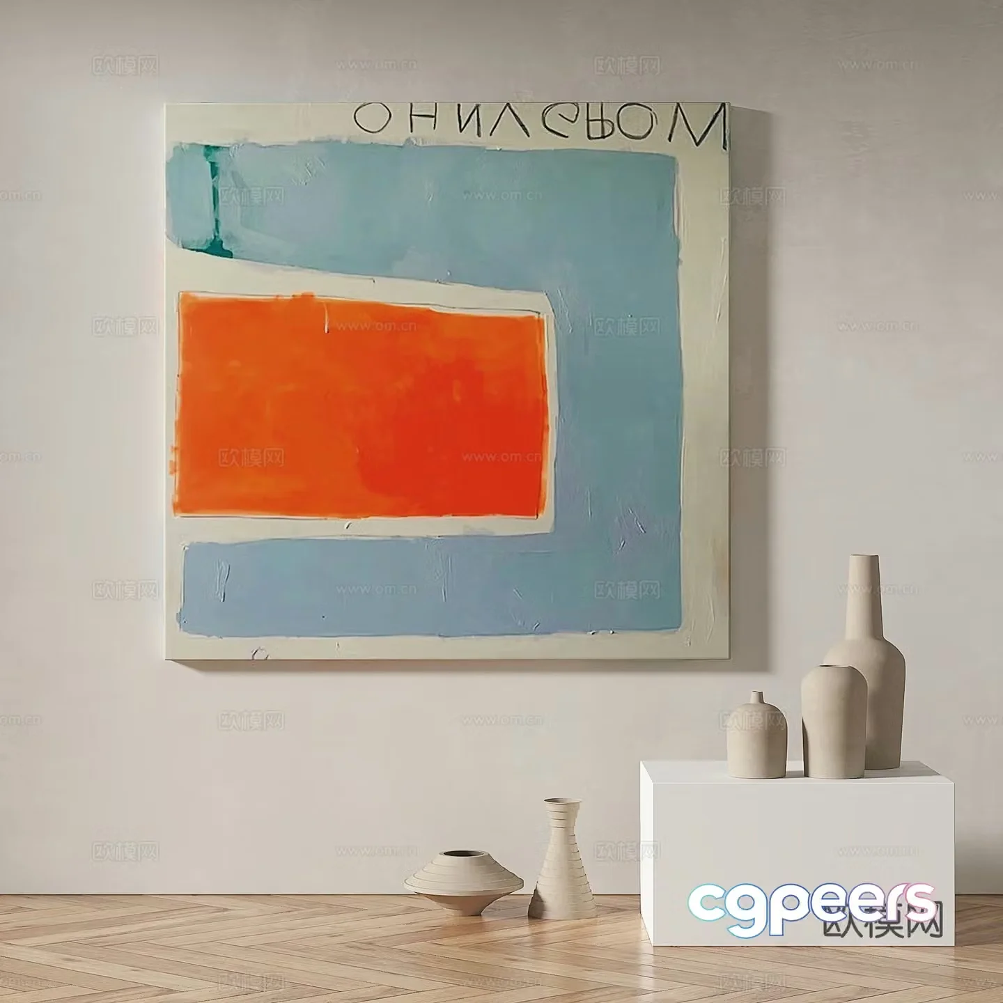 Modern minimalist abstract decorative painting 3d model