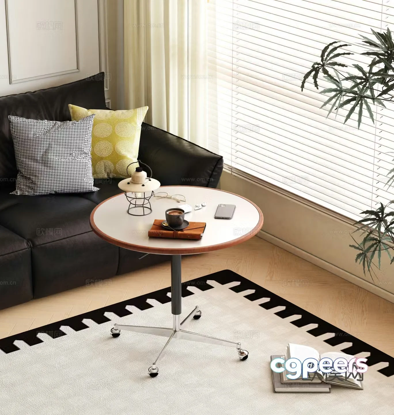 Modern medieval edge table marble edge table round edge table moving edge table sofa edge table lifting edge 3D model