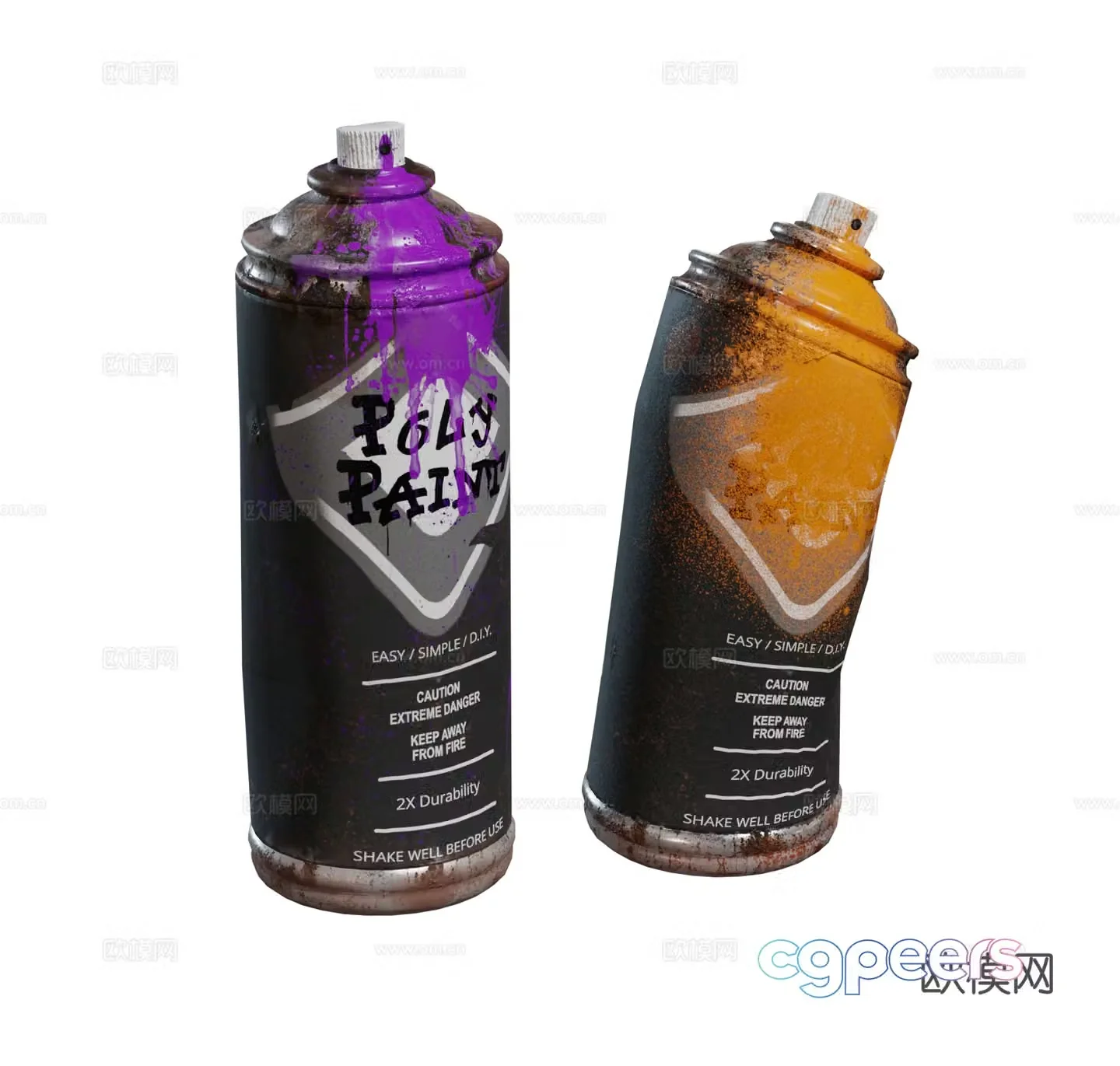 Modern spray painting mural pigment metal spray paint bottle combination 3d model