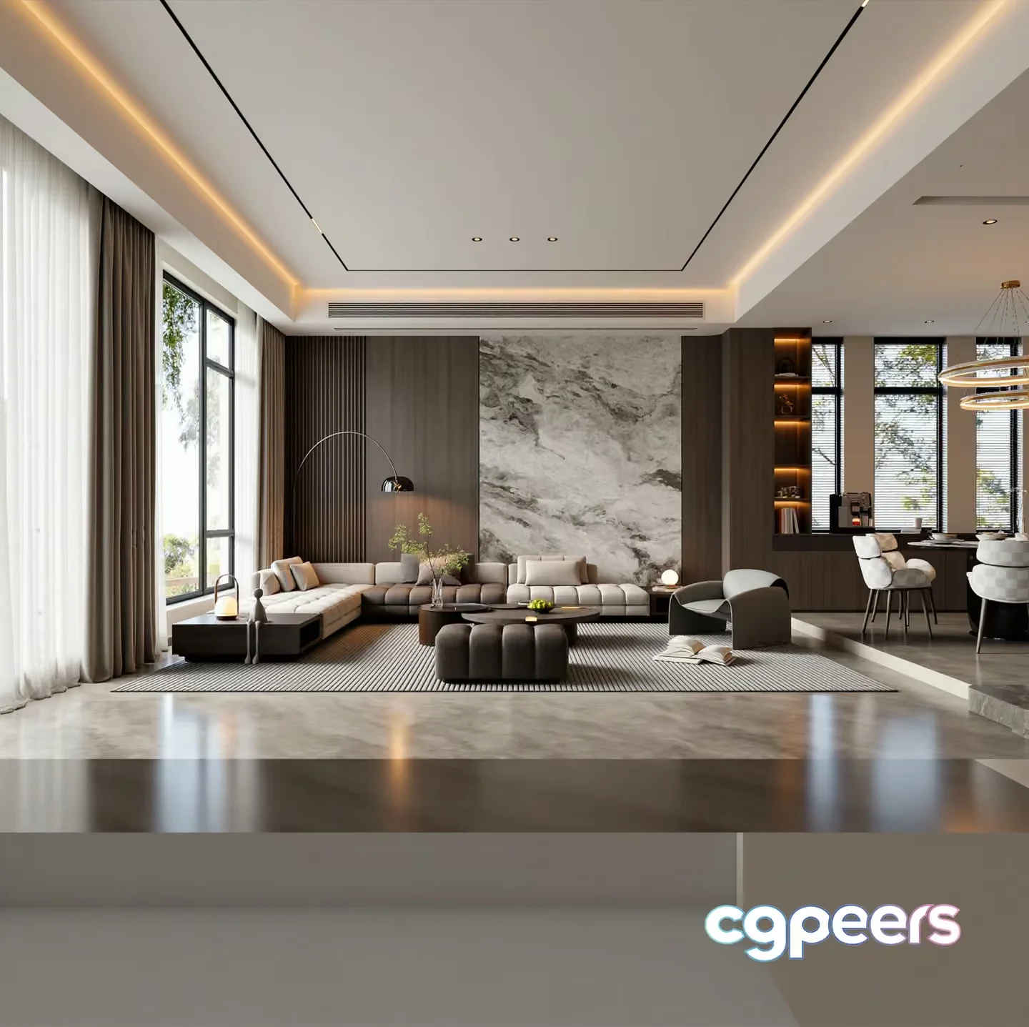 Modern Living Room 3D Model – 22849 – VRAY Render