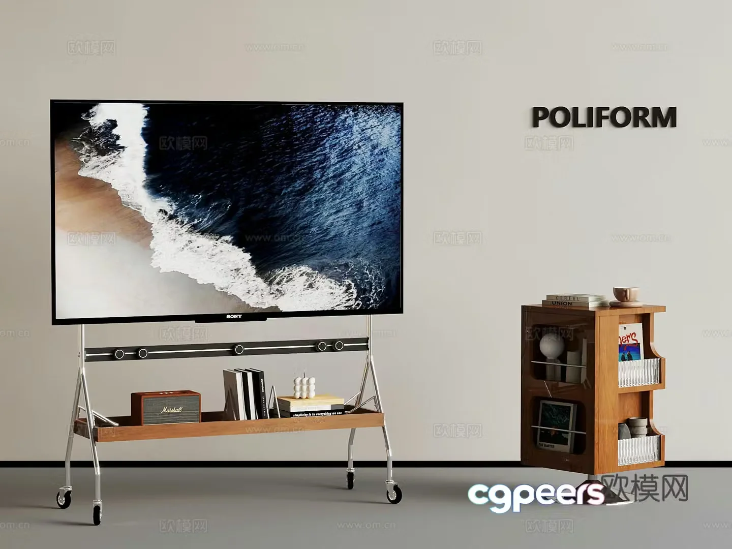 Modern mobile TV Conference TV Side 3D Model