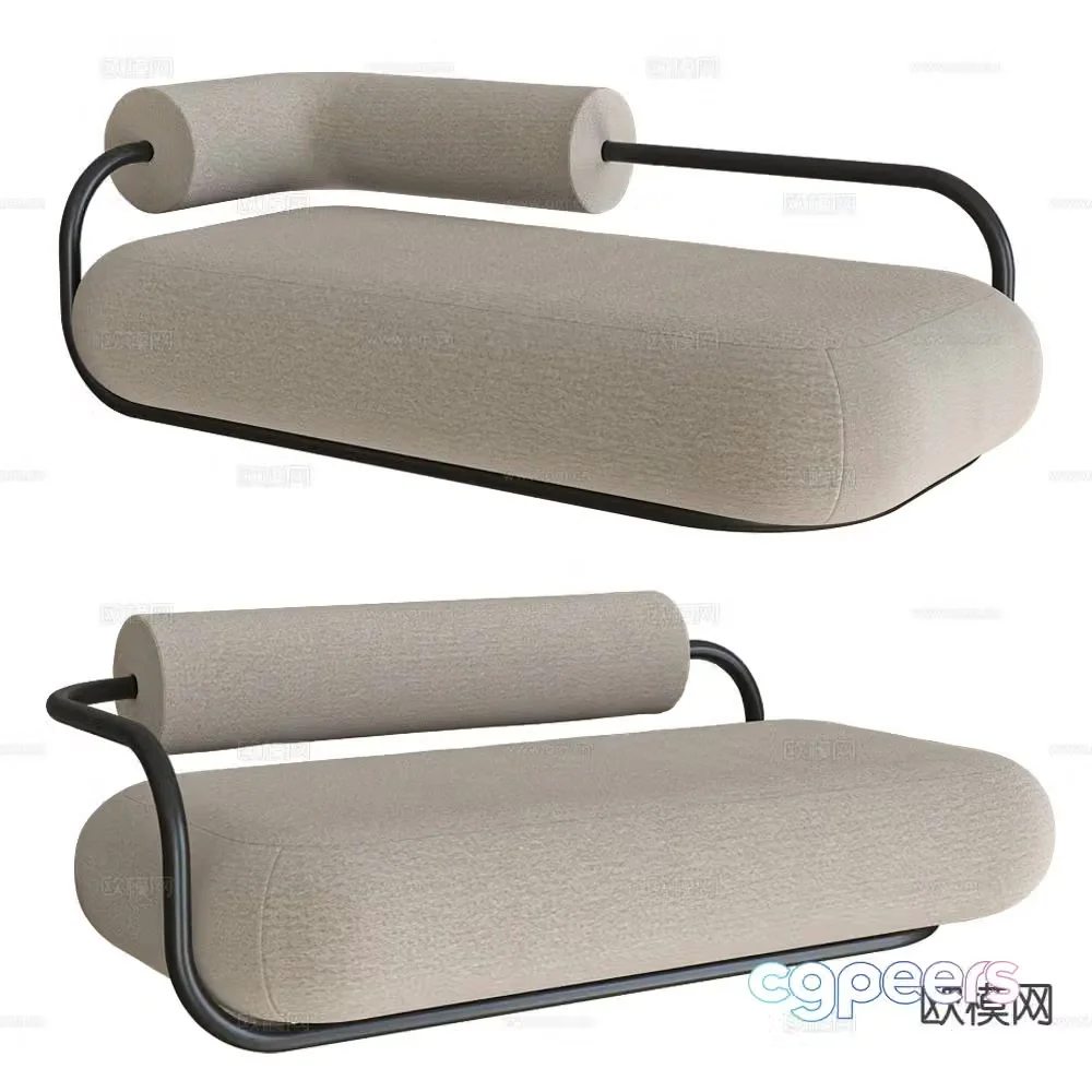 Modern chaise sofa multi-person sofa 3d model