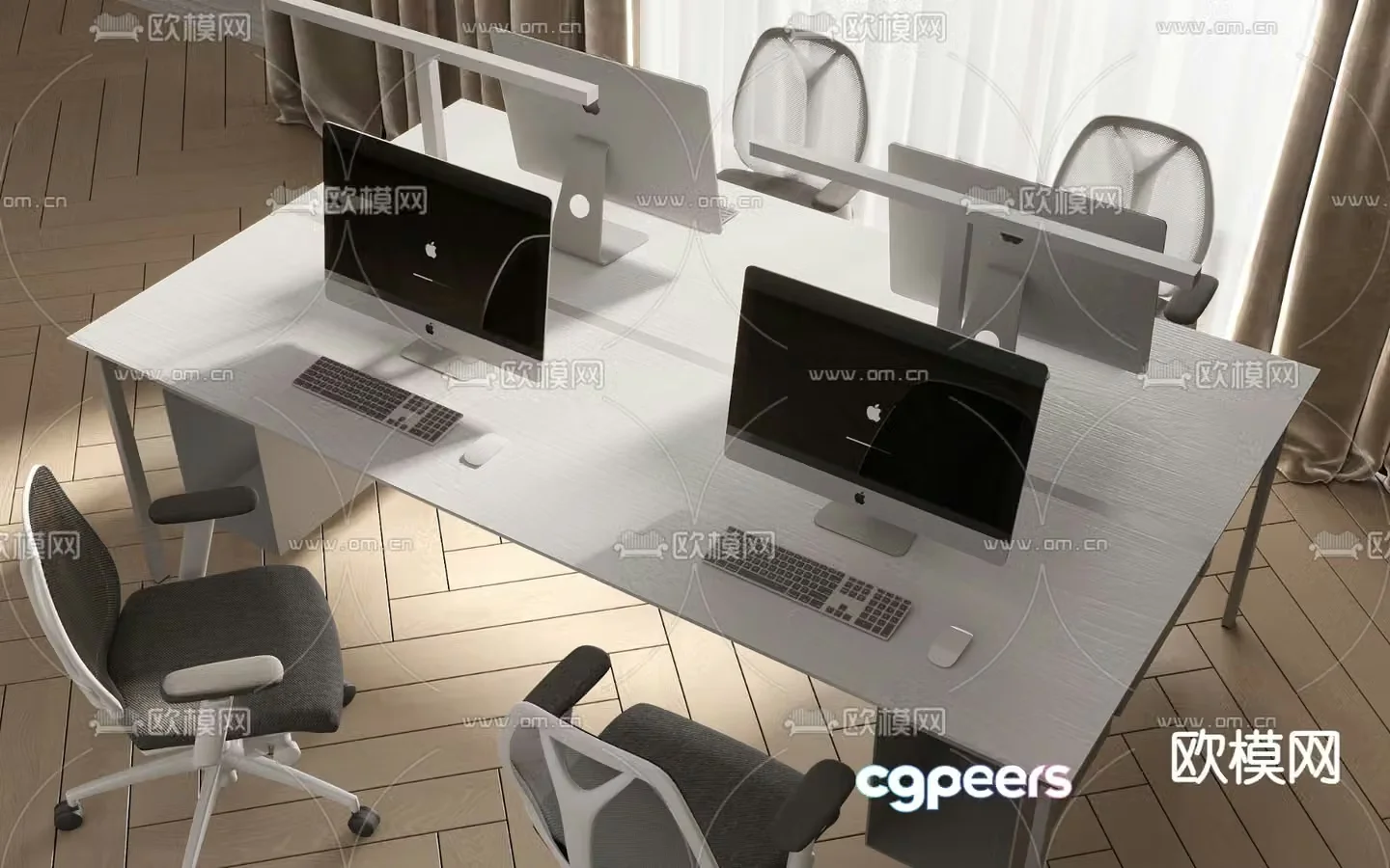 modern desk post workstation 3d model