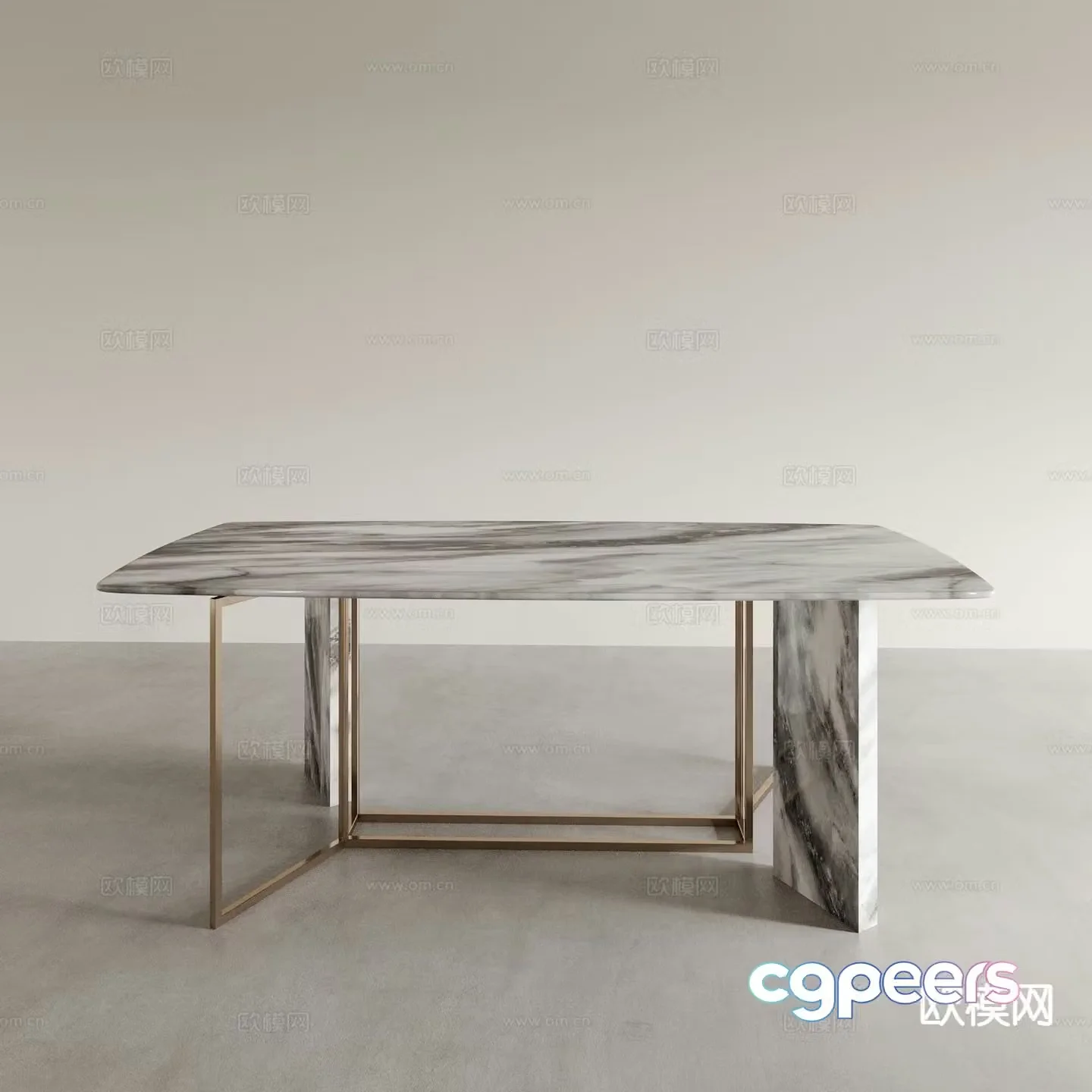 Simple dining table marble dining table 3d model
