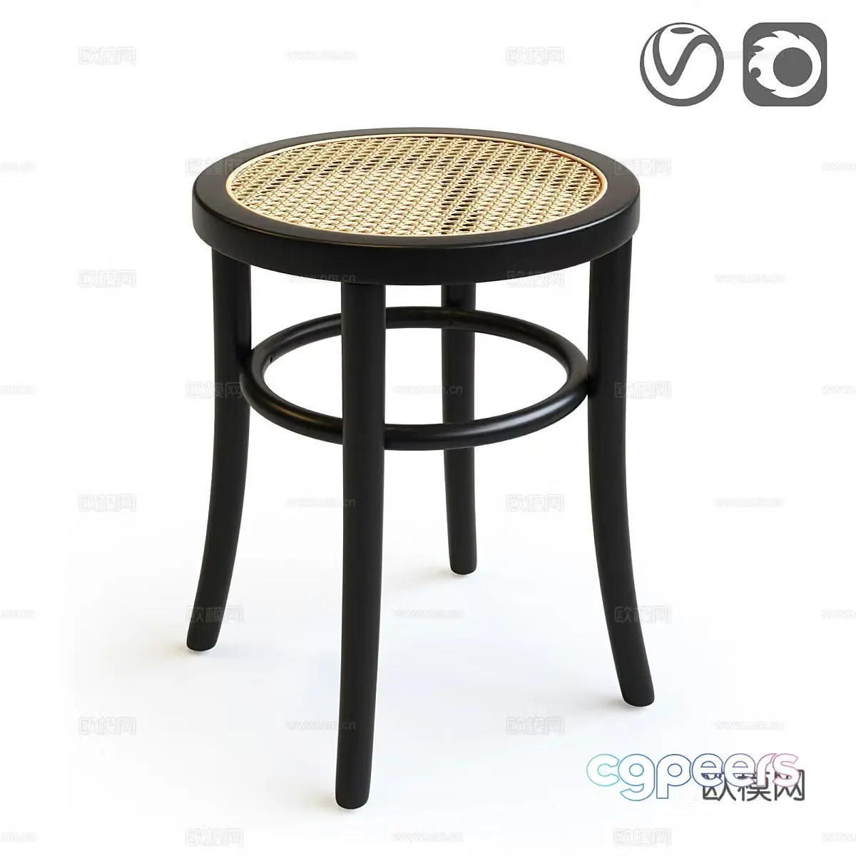 Rattan sofa stool rattan low stool rattan round stool rattan dressing stool rattan dining stool rattan 3D model
