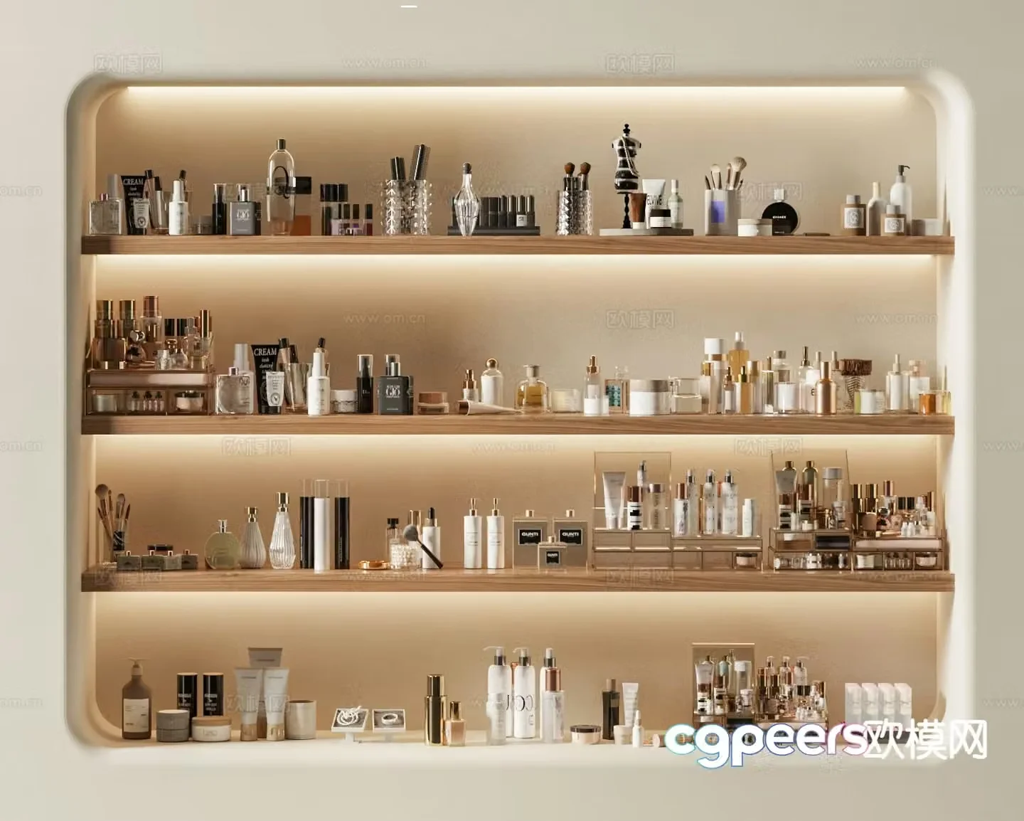 Modern cosmetics skin care products toiletries 3d model