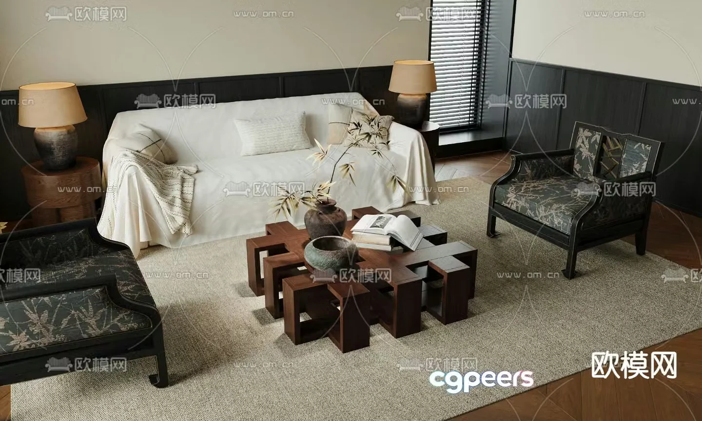 Wabi-sabi combination coffee table 3D model
