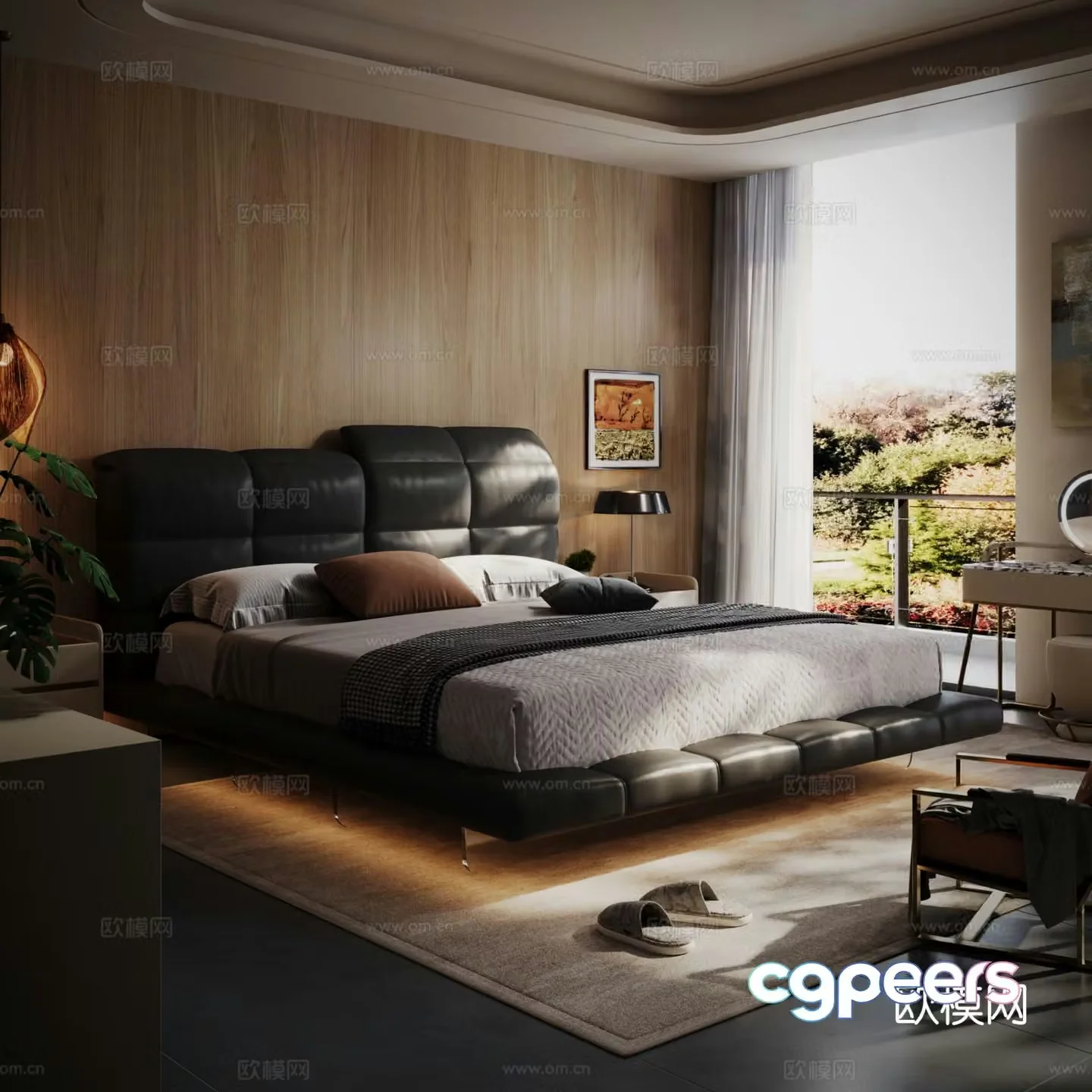 Italian double bed 3d model