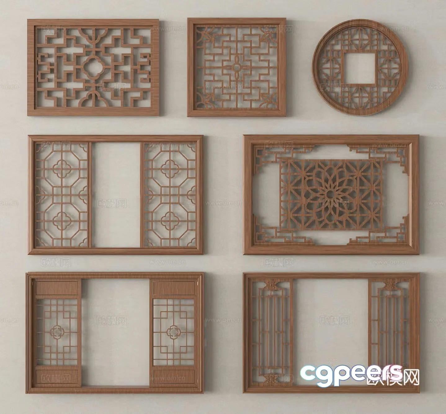 Window Grid window Hollow window Casement window 3D model